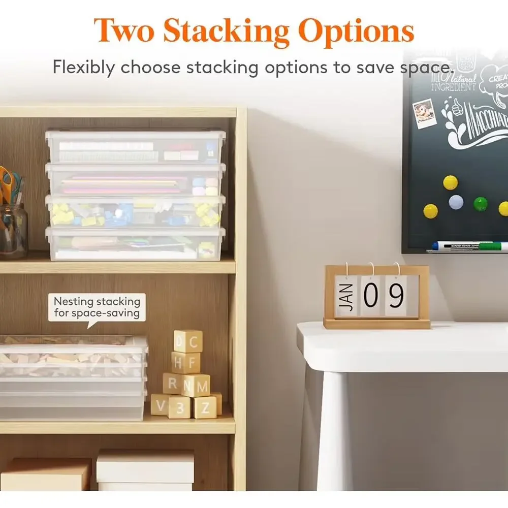 Lifewit 2-Pack Clear A4 Storage Boxes w/ Latching Lids – Fits 8.5”x11” Paper